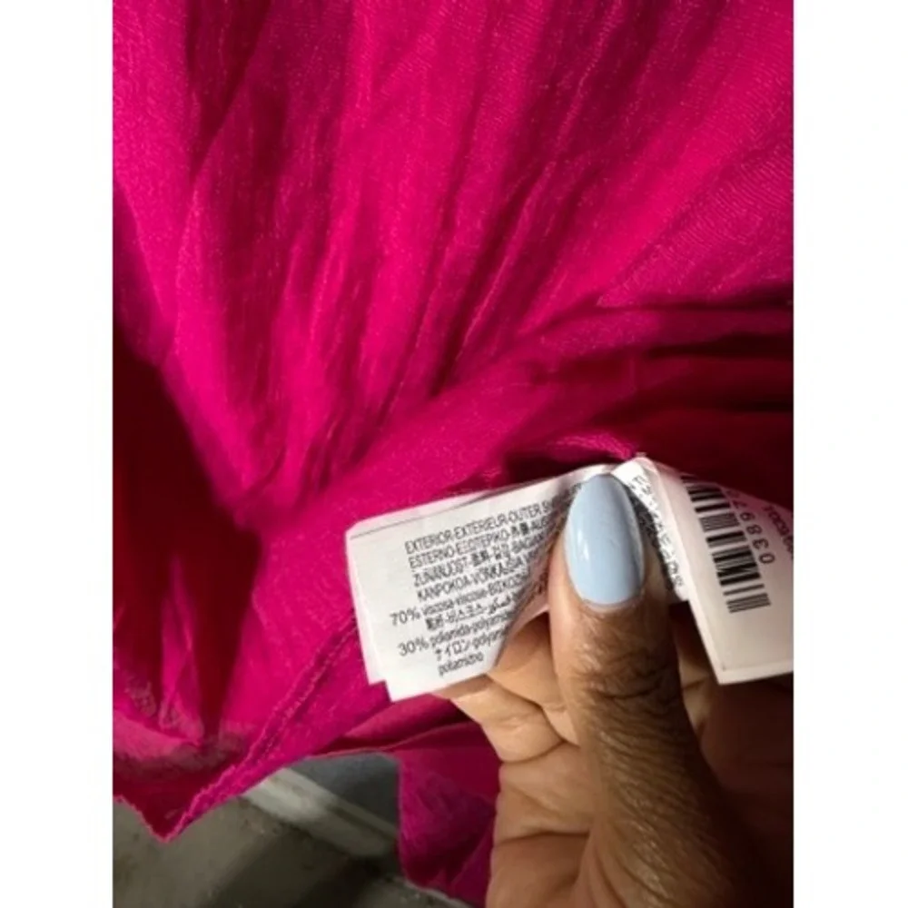 Zara Pink Crinkle Maxi Skirt Elastic Waist Boho Flowy Size L 03897089630047